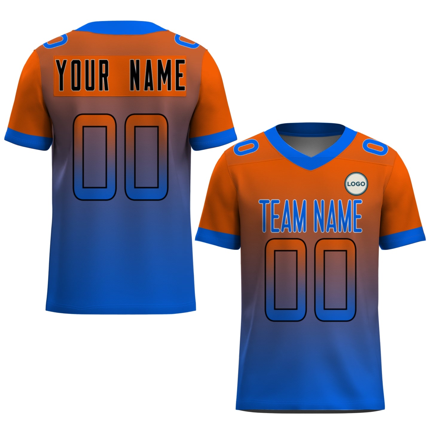 Custom Football Jersey - Orange & Blue Gradient Team Uniform - Full Sublimation