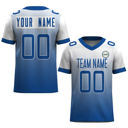 Custom Football Jersey - Personalized White to Blue Fade Design - Full Sublimation
