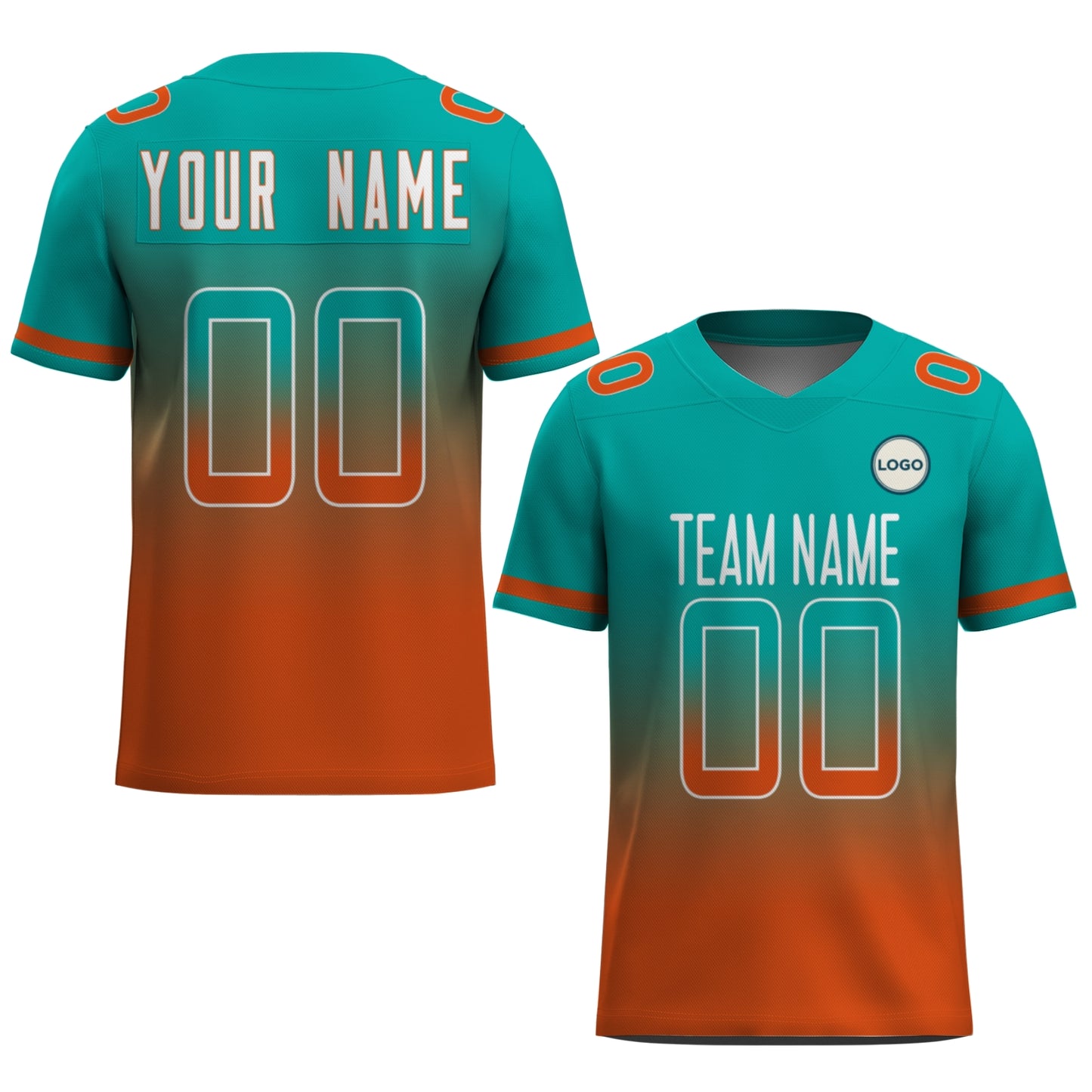 Custom Football Jersey - Teal & Orange Gradient Team Uniform - Full Sublimation