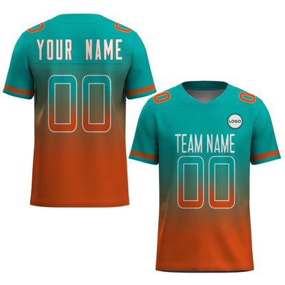Custom Football Jersey - Teal & Orange Gradient Team Uniform - Full Sublimation