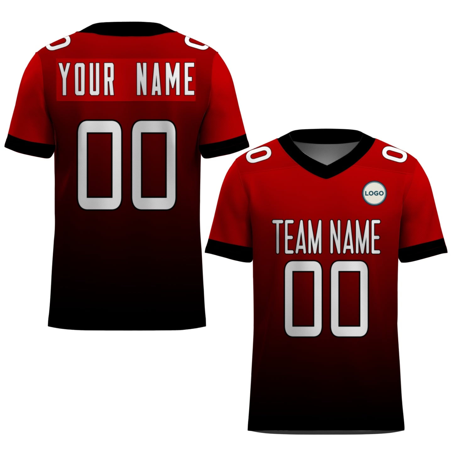 Custom Football Jersey - Red & Black Gradient Team Uniform - Full Sublimation