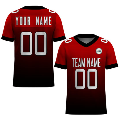 Custom Football Jersey - Red & Black Gradient Team Uniform - Full Sublimation