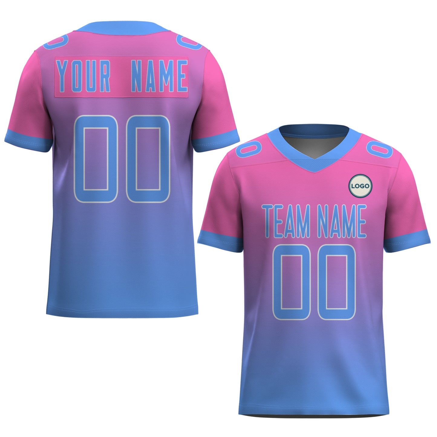 Custom Football Jersey - Personalized Pink to Blue Fade Design - Full Sublimation