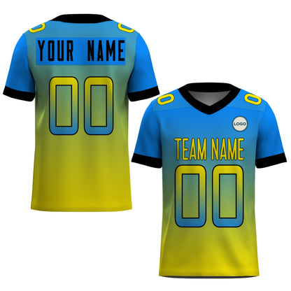 Custom Football Jersey - Personalized Blue to Yellow Fade Design - Full Sublimation Tank