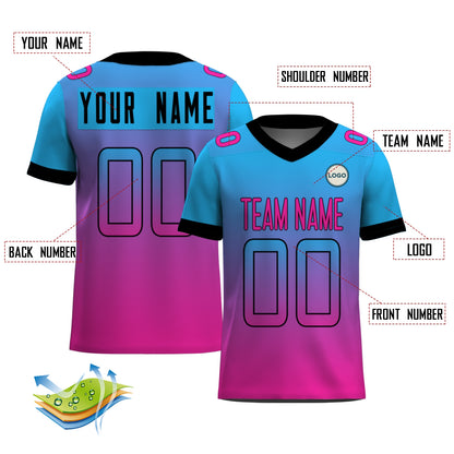 Custom Football Jersey - Personalized Blue & Pink Gradient Team Uniform - Full Sublimation