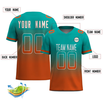 Custom Football Jersey - Teal & Orange Gradient Team Uniform - Full Sublimation
