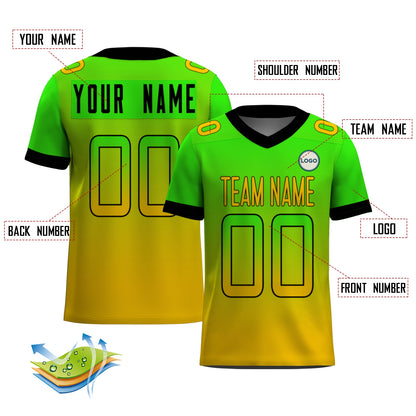 Custom Football Jersey - Personalized Gradient Design in Green & Yellow - Full Sublimation