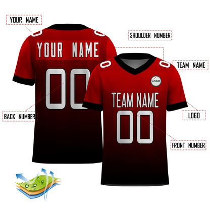 Custom Football Jersey - Red & Black Gradient Team Uniform - Full Sublimation
