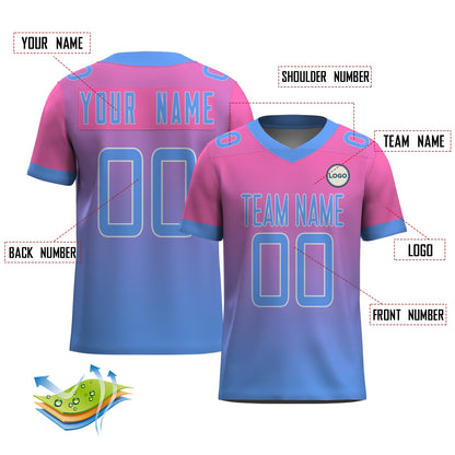 Custom Football Jersey - Personalized Pink to Blue Fade Design - Full Sublimation