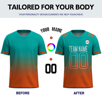 Custom Football Jersey - Teal & Orange Gradient Team Uniform - Full Sublimation