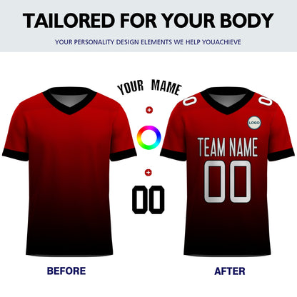 Custom Football Jersey - Red & Black Gradient Team Uniform - Full Sublimation