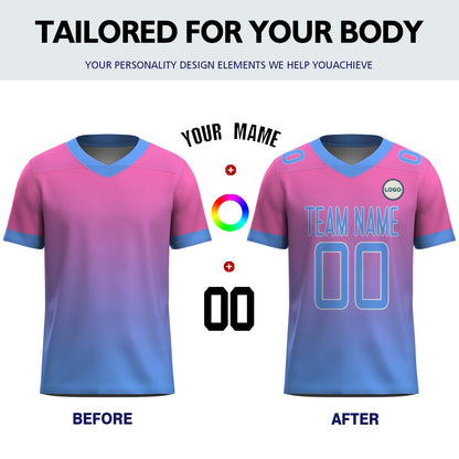Custom Football Jersey - Personalized Pink to Blue Fade Design - Full Sublimation