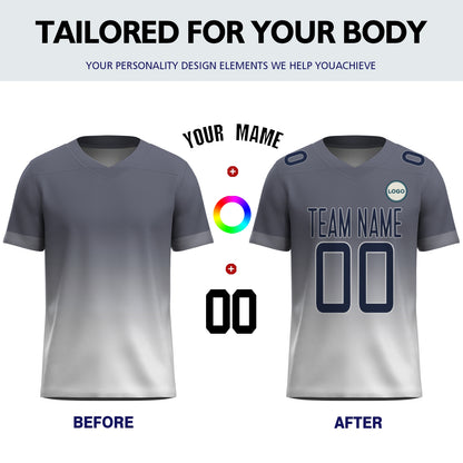 Custom Football Jersey - Personalized Grey to White Fade Design - Full Sublimation