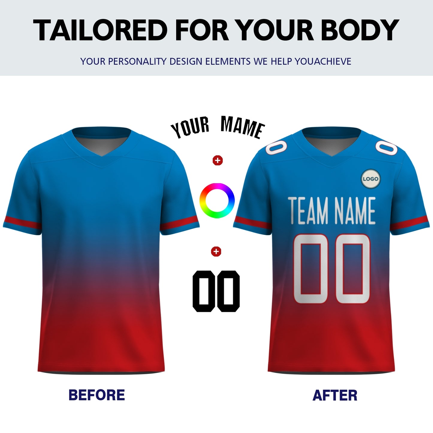 Custom Football Jersey - Navy & Orange Gradient Team Uniform - Full Sublimation
