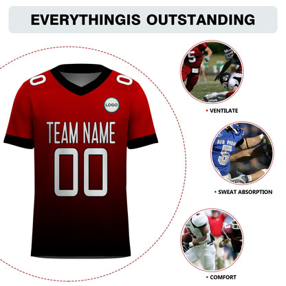 Custom Football Jersey - Red & Black Gradient Team Uniform - Full Sublimation