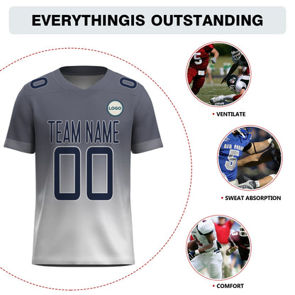 Custom Football Jersey - Personalized Grey to White Fade Design - Full Sublimation
