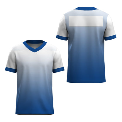 Custom Football Jersey - Personalized White to Blue Fade Design - Full Sublimation