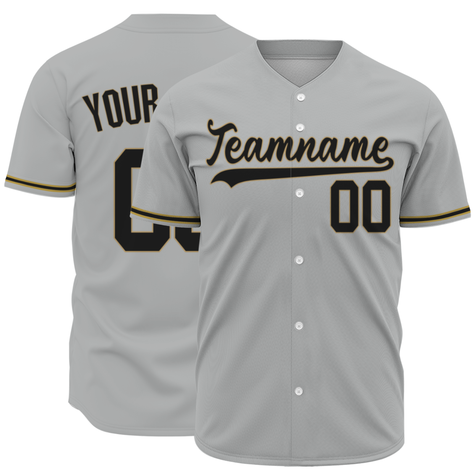Custom Gray Black-Old Gold Authentic Baseball Jersey Black-Old Gold