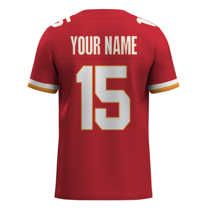 Custom Red White-Orange Authentic Football Jersey