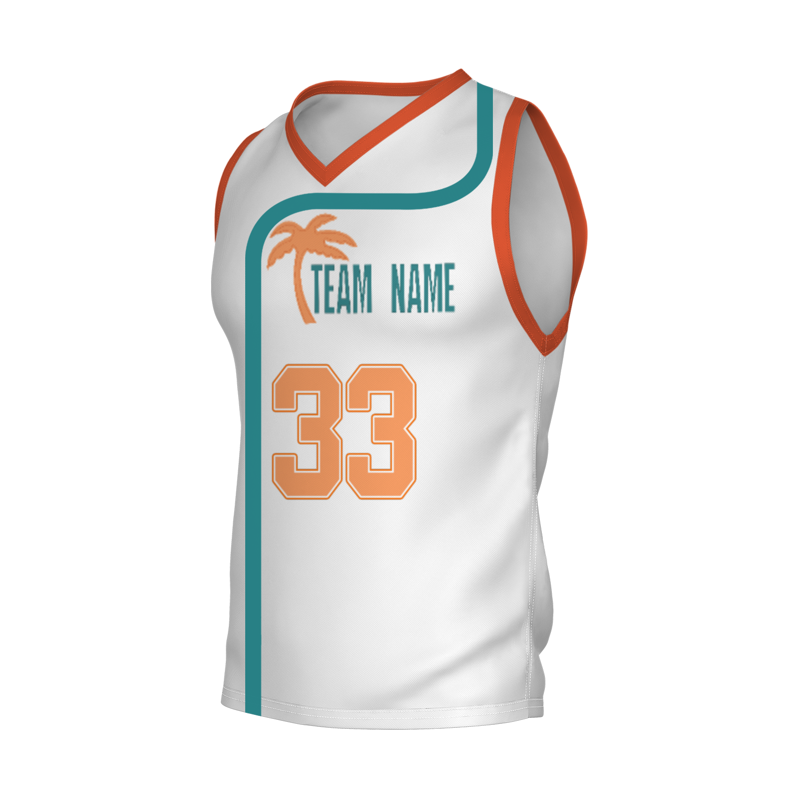 Custom Turquoise White Orange Authentic Coconut Tree Basketball Jersey