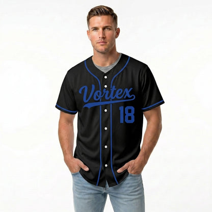 Custom Baseball Jersey - Personalized Black Shirt with Blue Piping - Full Sublimation for Men Women- Personalized Team Sportswear printed or Stitched Name Number (Size S-8XL)