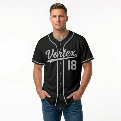 Custom Baseball Jersey - Personalized Black Shirt with Grey Details - Full Sublimation
