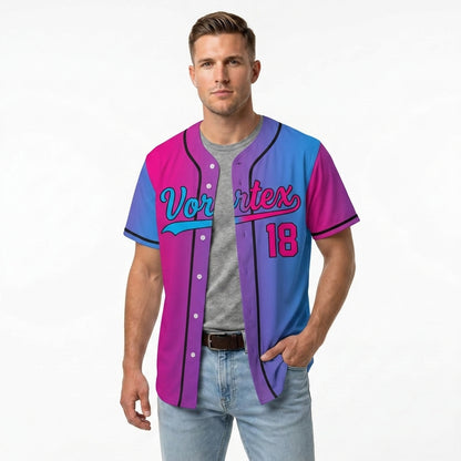 Custom Baseball Jersey - Personalized Gradient Shirt with Pink & Blue Split Design