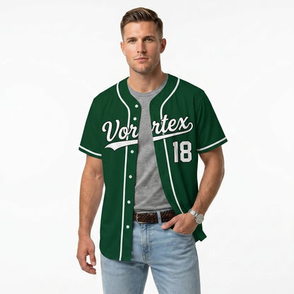 Custom Baseball Jersey - Personalized Forest Green Shirt with White Piping - Full Sublimation