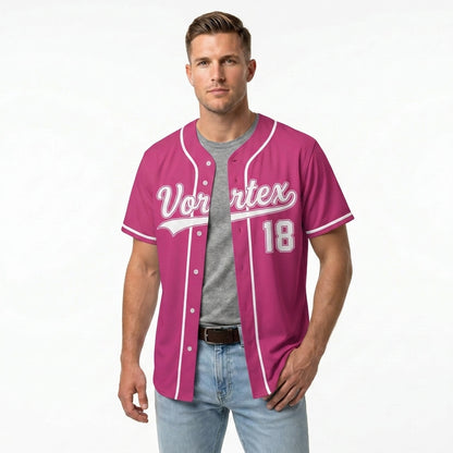 Custom Baseball Jersey - Personalized Pink Shirt with White Piping - Full Sublimation