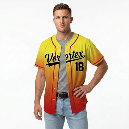Custom Baseball Jersey - Personalized Gradient Shirt with Red Piping - Full Sublimation