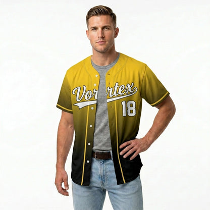 Custom Baseball Jersey - Personalized Gradient Shirt with Black & Yellow Design - Full Sublimation