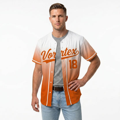 Custom Baseball Jersey - Personalized Gradient Shirt with White & Orange Design - Full Sublimation