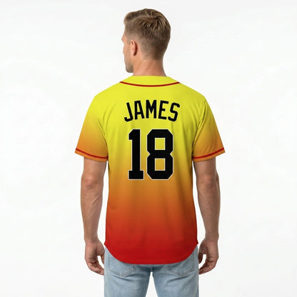 Custom Baseball Jersey - Personalized Gradient Shirt with Red Piping - Full Sublimation