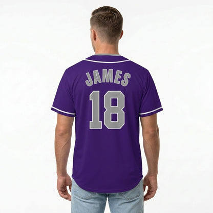 Custom Baseball Jersey - Personalized Purple Shirt with White Piping - Full Sublimation