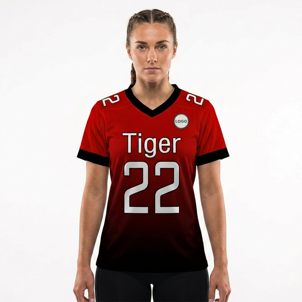 Custom Football Jersey - Red & Black Gradient Team Uniform - Full Sublimation