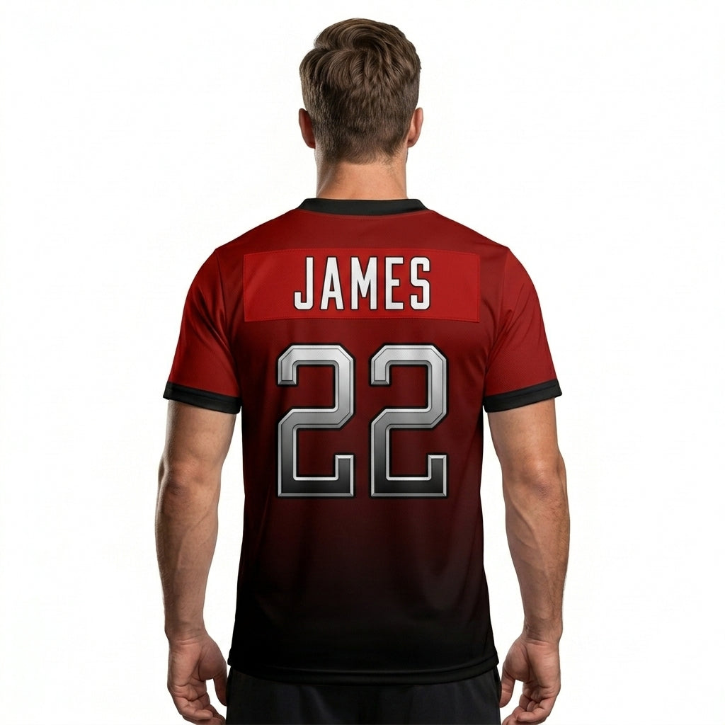 Custom Football Jersey - Red & Black Gradient Team Uniform - Full Sublimation