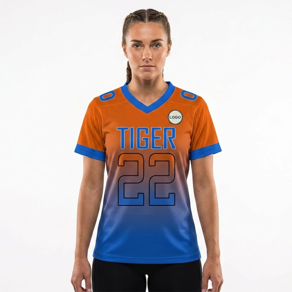 Custom Football Jersey - Orange & Blue Gradient Team Uniform - Full Sublimation