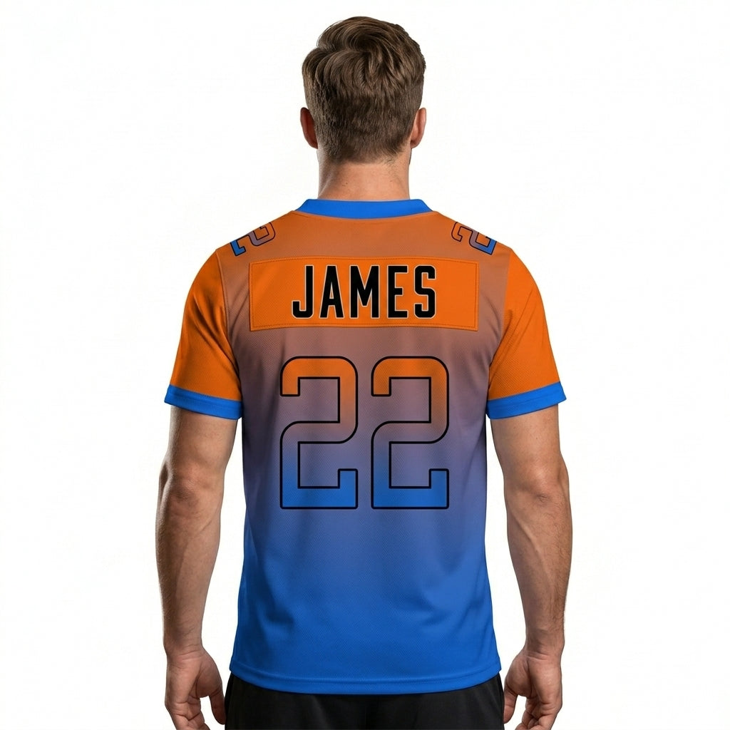 Custom Football Jersey - Orange & Blue Gradient Team Uniform - Full Sublimation