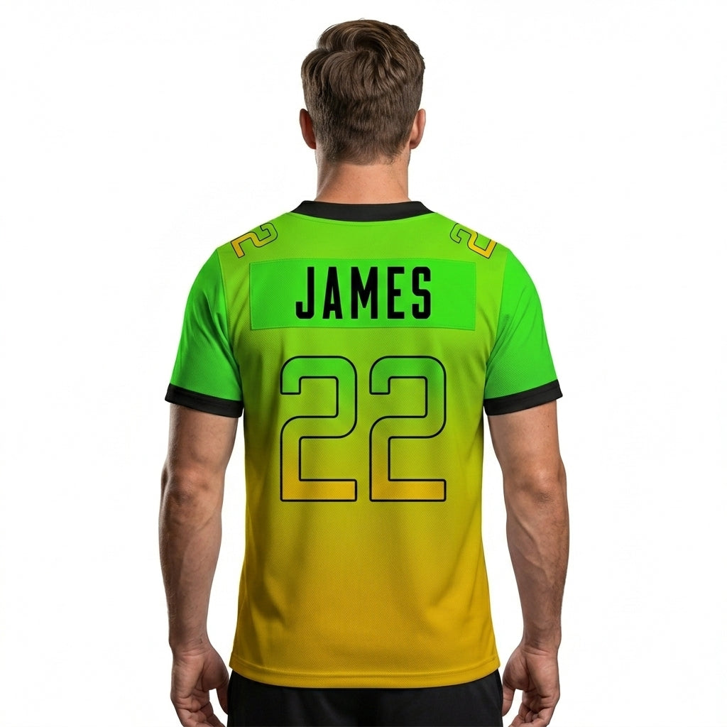 Custom Football Jersey - Personalized Gradient Design in Green & Yellow - Full Sublimation