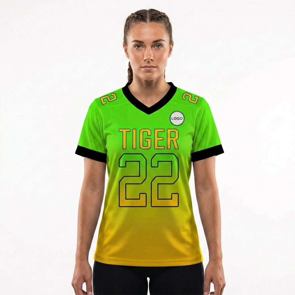Custom Football Jersey - Personalized Gradient Design in Green & Yellow - Full Sublimation