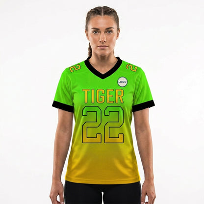 Custom Football Jersey - Personalized Gradient Design in Green & Yellow - Full Sublimation