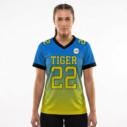 Custom Football Jersey - Personalized Blue to Yellow Fade Design - Full Sublimation Tank