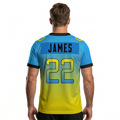Custom Football Jersey - Personalized Blue to Yellow Fade Design - Full Sublimation Tank