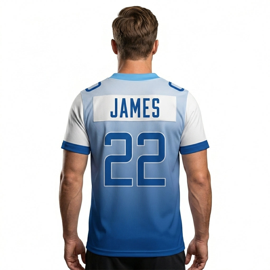 Custom Football Jersey - Personalized White to Blue Fade Design - Full Sublimation
