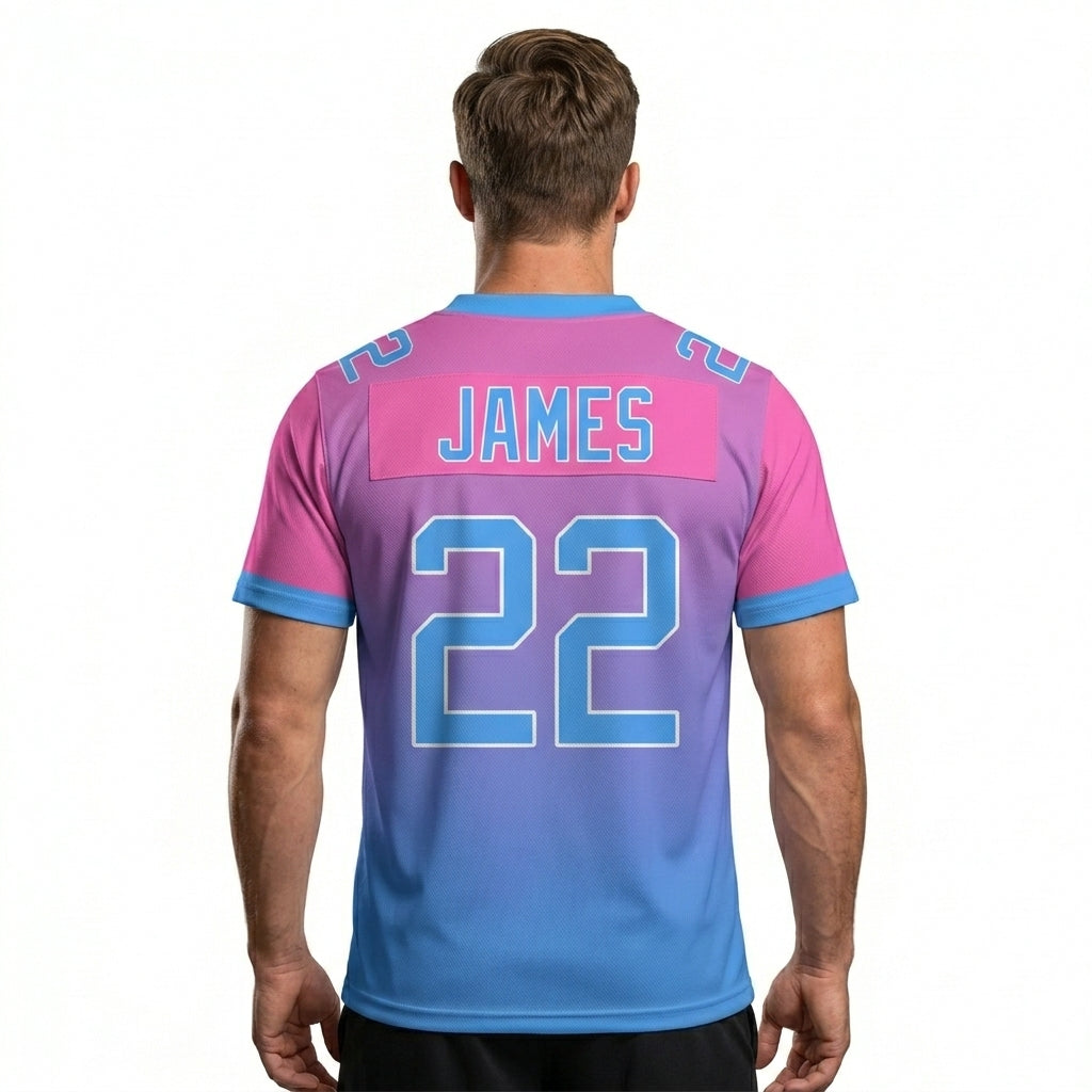Custom Football Jersey - Personalized Pink to Blue Fade Design - Full Sublimation