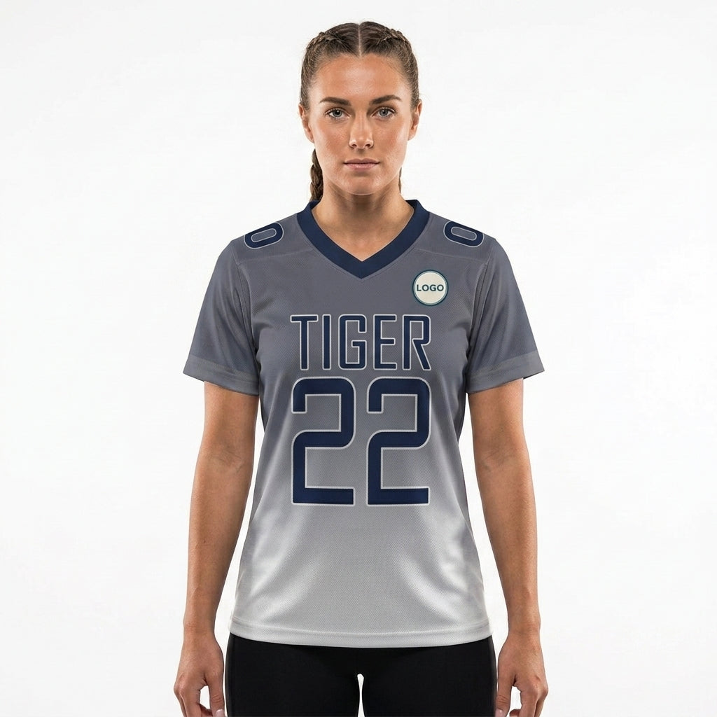Custom Football Jersey - Personalized Grey to White Fade Design - Full Sublimation