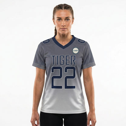 Custom Football Jersey - Personalized Grey to White Fade Design - Full Sublimation