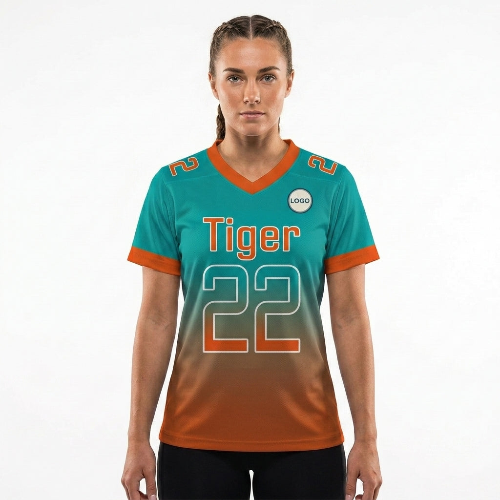 Custom Football Jersey - Teal & Orange Gradient Team Uniform - Full Sublimation