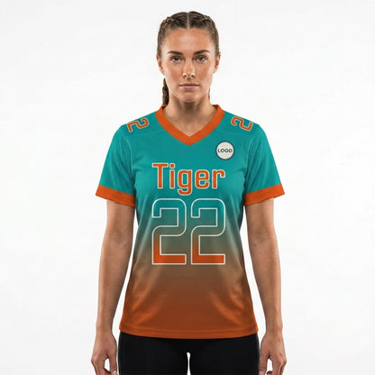 Custom Football Jersey - Teal & Orange Gradient Team Uniform - Full Sublimation