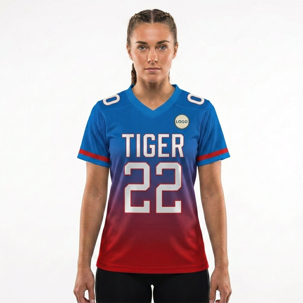 Custom Football Jersey - Navy & Orange Gradient Team Uniform - Full Sublimation